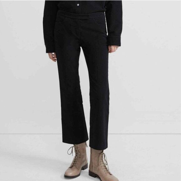 Theory Black Cropped Pant in Moleskin Twill Slacks Size 12 NWOT - Picture 1 of 9